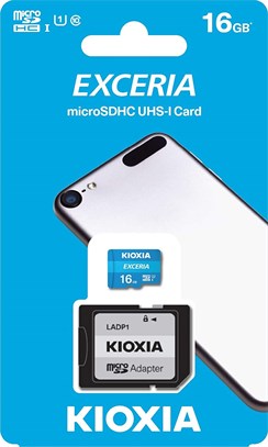 KIOXIA 16GB EXCERIA MICRO SDHC UHS-1 Class 10 100MB/sn MicroSD Hafıza Kartı+SD Adaptör
